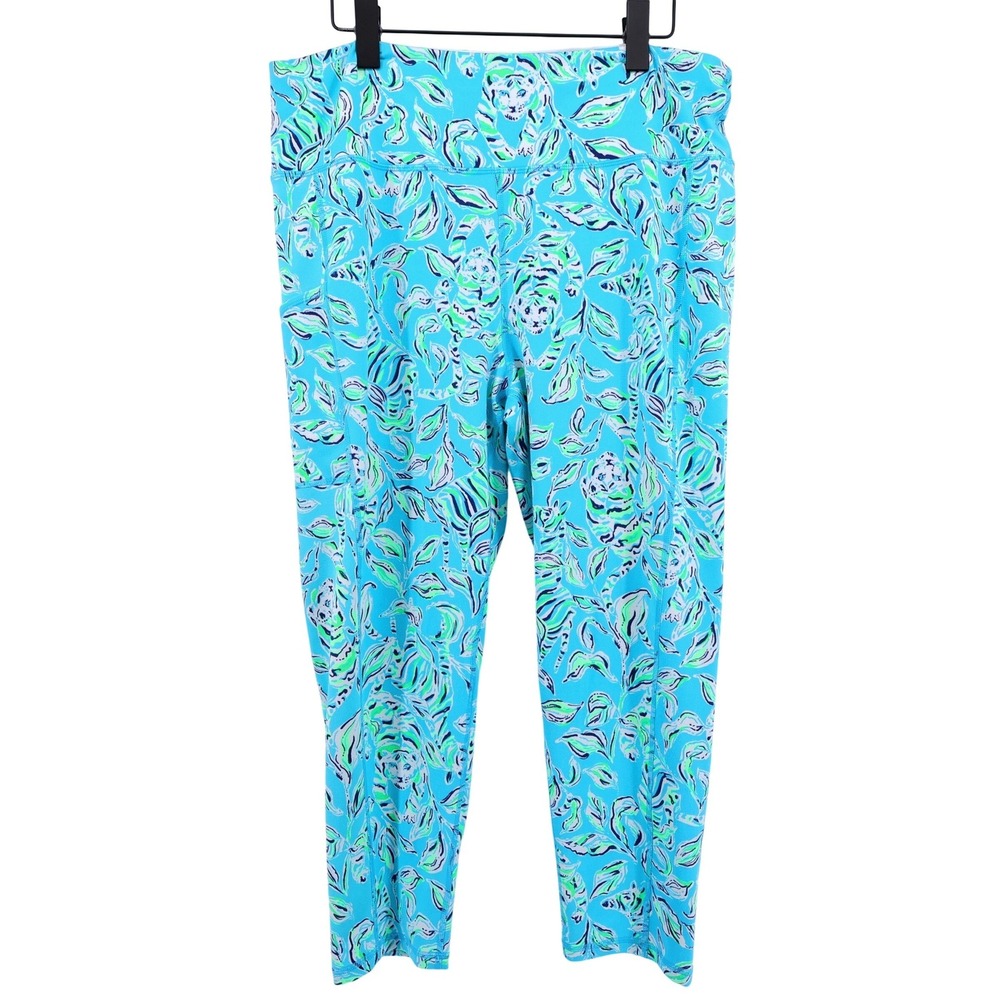 Lilly Pulitzer Luxletic Turquoise Oasis Animal Print Leggings Blue Women XXL